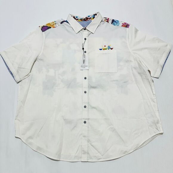 Robert Graham Splashdown Sport Shirt Men's 3XL White Multi Tiki Drinks Button-Up - Picture 7 of 16